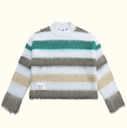 [KVTD-BXY-BL-GRY-L] KNITWEAR BOXY GREYBLUE GREY STRIPED JERSEY L